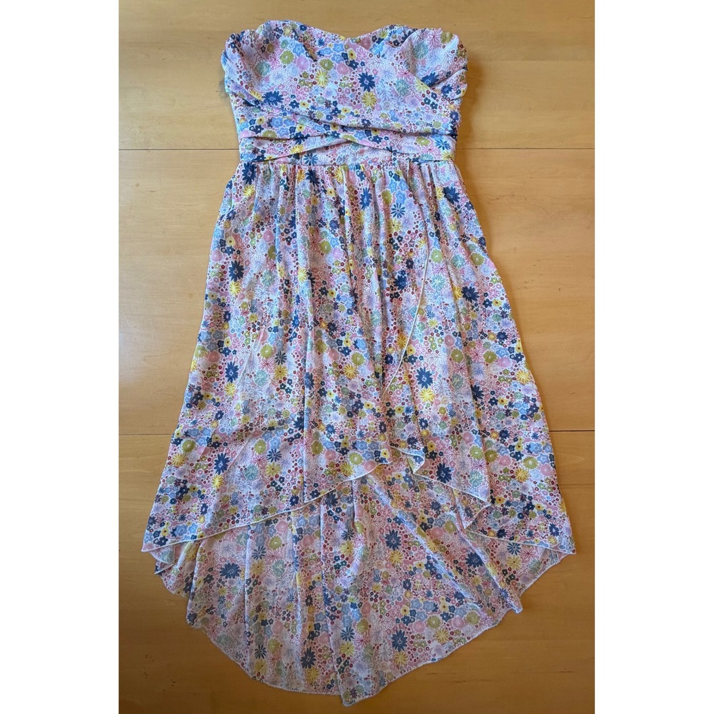 Floral Whimsical High Low Floral Dress Multi Color Sweetheart Neckline